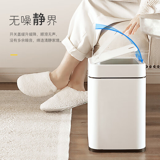 EKO张若昀推荐 智能垃圾桶自动感应夹缝大号 客厅卫生间厨房 9208-10L灰钢【锂电池款】
