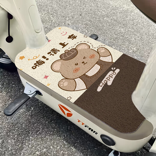 卡通丝圈电动车脚垫摩托车电动车脚踏板垫子电车装饰脚垫可裁剪 Q3881A-踏板卡皮巴拉请上车竖 40*60厘米自由裁剪
