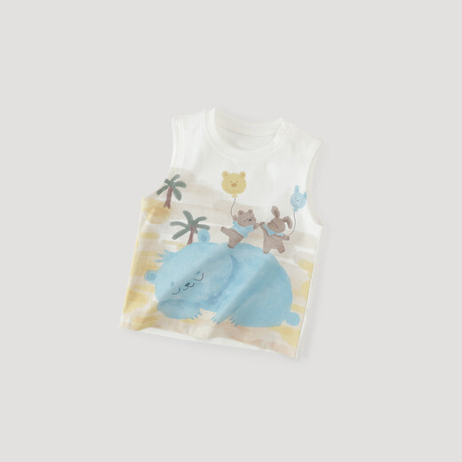 Bali Schwein Baby Weste Sommer dünne Kinder ärmellose T-Shirt Boy Boy Sommerkleidung Mädchen Haltender Kleidung Sommer Baby Top Beige 90