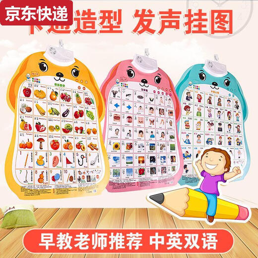 Caox Baby Audio Educación temprana Póster Imagen infantil y infantil juguetes de voz cognitivos Puntos de alfabetización Lectura de la pared 5 pinyin + caracteres + fruta + tráfico + número