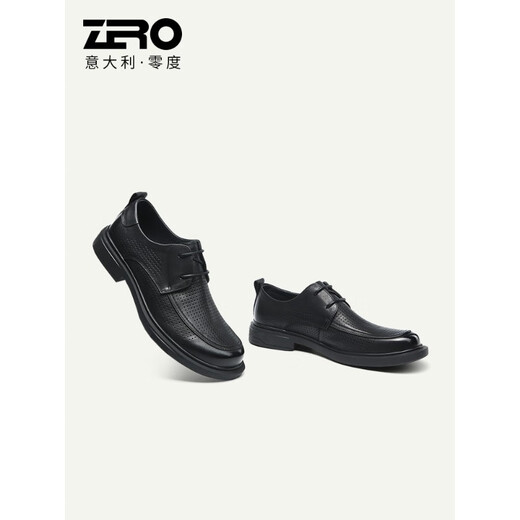 Zéro degré [Offre spéciale de taille brisée] Chaussures pour hommes zro Chaussures en cuir large pour hommes Summer en cuir authentique creux chaussures de cuir décontractées respirant hommes noirs R12532 44