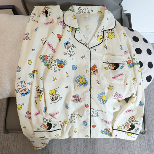 
Xianxiu INS Fengyunduo Cotton Sweet Home Clothing Long Sleeve Long Trousers Two-piece Set KDJ-826#Love Bow 170 M