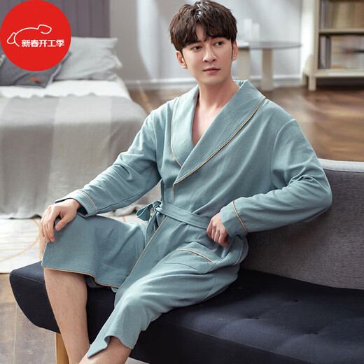 Offizielle Website [empfohlen von der zentralen Mutter] Herren-Pyjama Herren-Bademantel Frühling und Herbst, langärmelte Hauskleidung mittelgroßen Stil mit mittlerem Stil mit mittlerem Stil großer Größe XM16822 m 165 [100-120jin [Jin entspricht 0,5 kg]]