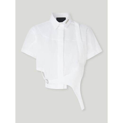 HELIOT EMIL layered embellished cotton-blend poplin shirt White 38