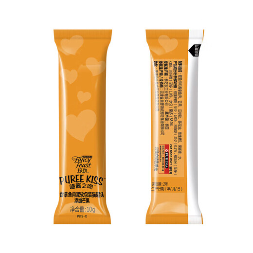 珍致猫零食猫条 进口猫湿粮肉泥 喵酱之吻系列 吞拿鱼芒果味10g*4支