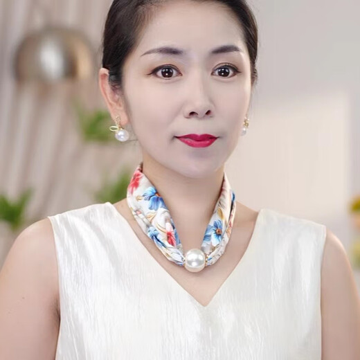 2025夏季新款磁扣印花项链丝巾护颈防晒女颜值锁骨链时尚百搭围巾 风情玫瑰