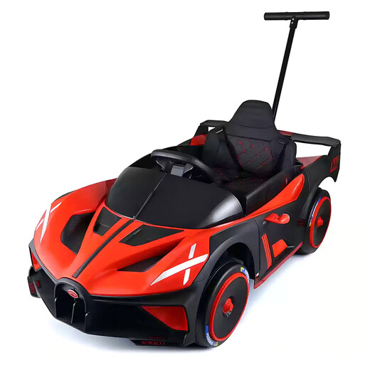 Xiaogazi children's electric car baby four-wheel male and female children's sports car baby remote control car push can sit on toy car red four-wheel drive + music + leather seat 12V battery + push handle