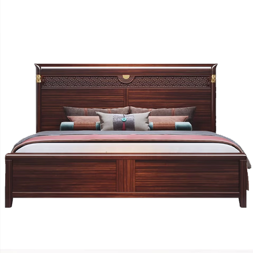 Handwerker Doppelbett 1,8 m 2m Chinesisches Hauptschlafzimmer Schwarzes Gold Massivholzbett Aufbewahrungsbett Klassiker Hochzeitsbett WJ866#