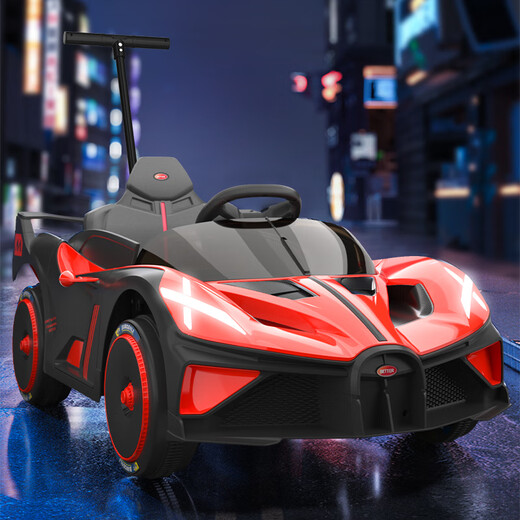 Xiaogazi children's electric car baby four-wheel male and female children's sports car baby remote control car push can sit on toy car red four-wheel drive + music + leather seat 12V battery + push handle