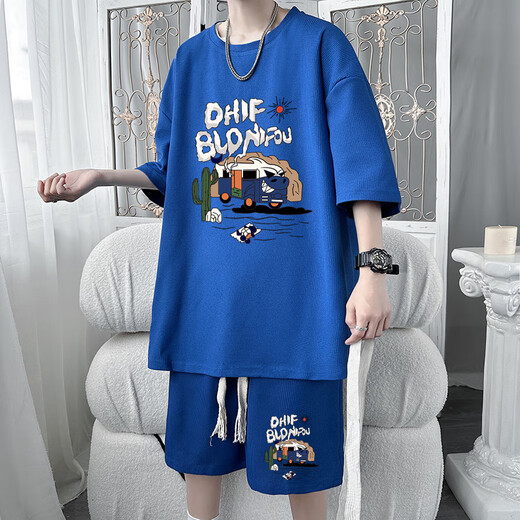 Kaduton Junior High School Student Sports Sports Sports Summer Waffle de verano para hombres Camiseta de manga corta Marca de martillo de seda de hielo set 831 White Set XL 130-150Jin [Jin iguala 0.5 kg] portátil