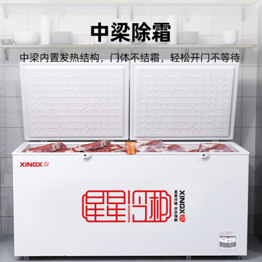 星星（XINGX）冰柜商用大容量冷柜500升以上冷藏冷冻两用冰柜双开门卧式冰箱雪糕柜超市便利店商用冰柜 1.9米718升丨-40℃除霜 1级能效728GE