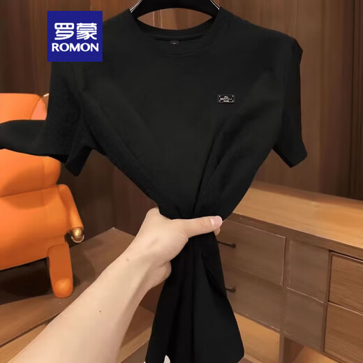 罗蒙（ROMON）2025新款男士短袖T恤夏季轻奢百搭圆领凉感高品质潮流半袖冰丝衫 1105白色 轻奢质感 4XL 175-190斤