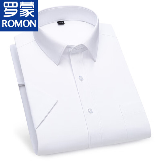 罗蒙（ROMON）罗蒙夏季男士短袖衬衫中年薄款免烫商务正装条纹半袖衬衣爸爸装男 DX6636 38