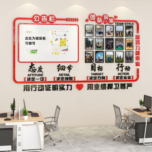 咏幻团队风采企业文化墙员工照片展示墙公告栏墙贴办公室布置墙面装饰 3879A款+磁吸板 超大