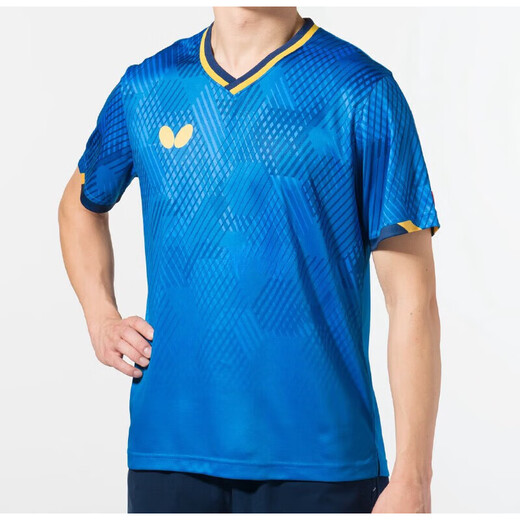 蝴蝶乒乓球服林昀儒同款25新款短袖羽毛球衣BWH841 BWH841-03 蓝色 XL