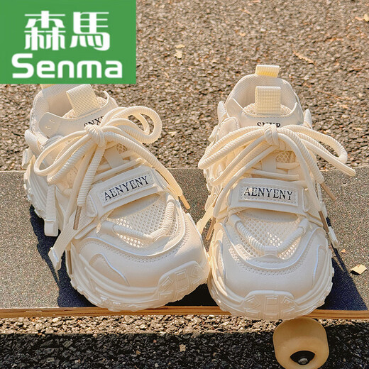 SENMA BESOINT MESH DAD SHOGES DES CHAPOISSES FEMMES AUTOMNE NOUVEAUX chaussures en mailles avec pantalon à jambes larges chaussures blanches à semelle épaisse