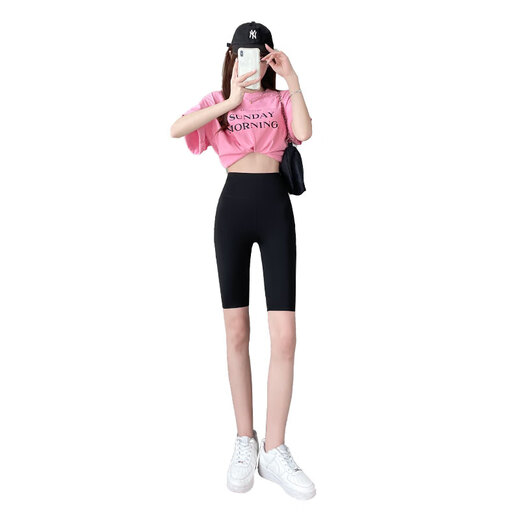 蕉下森林五分鲨鱼裤女外穿夏季薄款2025新款高腰提臀芭比骑行瑜伽大码短裤 深灰+水泥白 M 建议96-110斤