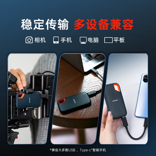 闪迪（SanDisk）4TB Type-c USB3.2 NVMe移动固态硬盘（PSSD）E61卓越版 1050MB/s三防保护(定制联系客服)