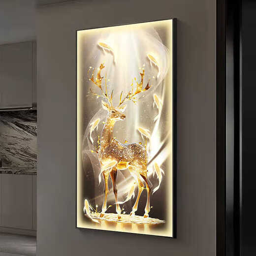 CHENGZAI FUGUI ELCO Sala de estar Decoración Luz de la luz LED atmosférica de lujo directamente opuesto a la pared de la puerta Pasillo de la pared Mural Pintura colgante T12859 50*100 (sugerido 0.7-0.8 metros de pared 5