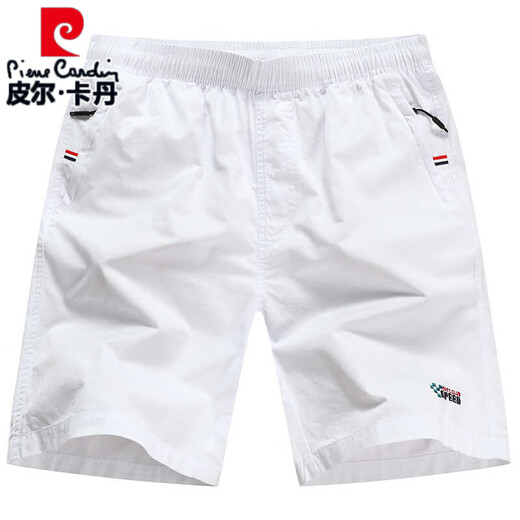 皮尔卡丹（pierre cardin）高端纯棉短裤男款夏季外穿宽松休闲五分裤全棉沙滩裤大裤衩白色针 P-卡其【9277】拉链口袋 L 【115-135斤左右】