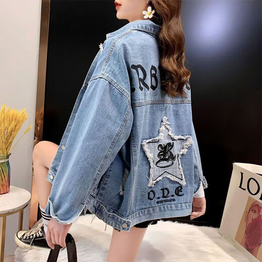 单南卫牛仔外套女风休闲胖妹妹短款外套新款潮年牛仔衣服 9926#图片款【蓝色】 S 【建议80--100斤】