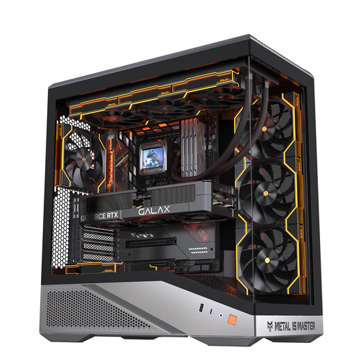 影驰金属大师暗卫游戏电脑台式机箱战舰灰（ATX/支持360水冷/海景房/快拆/TYPE-C/零件盒/理线带）