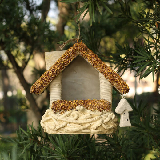 Runhuanian resin material bird's nest garden courtyard layout outdoor landscape balcony yard gardening decorative ornaments simulation small round straw bird house