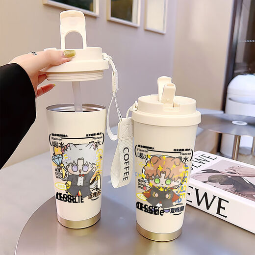 Charlie Sue Copa Thermos de gran capacidad para estudiantes Copa de agua de acero de acero inoxidable 2025 NUEVA CAPA DE CAFÉ CAFÉ CAPA DE CAPA DE MUJERES DE VALOR