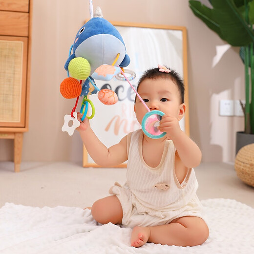 MEEKA HOUSE pumping music hand-eye coordination infant toy training grasping stroller car pendant music box cheering music whale music box version