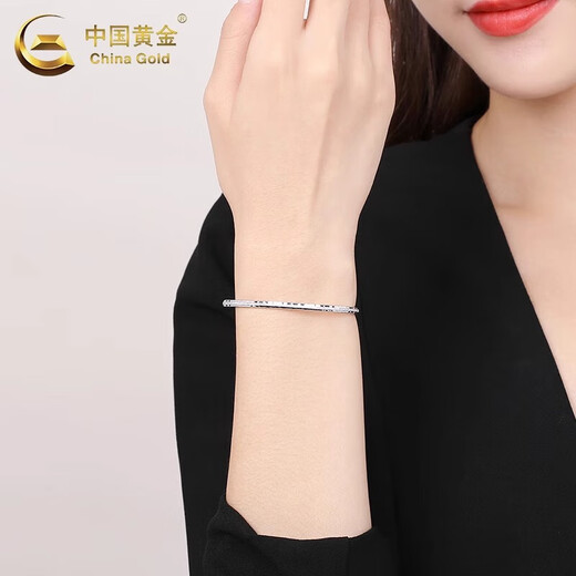 CHINA GOLD PT950 platinum baby's breath bracelet for women 2025 new light luxury Valentine's Day birthday gift for girlfriend and wife 52 circle mouth PT950 platinum baby's breath bracelet about 12.1g