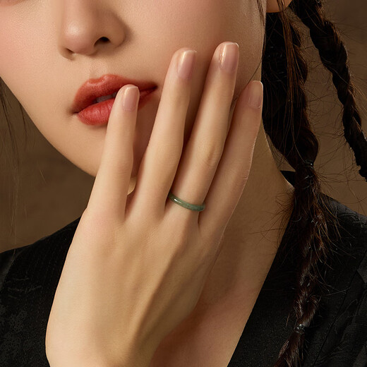 Laomiao jadeite ring, ice seed floating flower, blue water jade ring, stackable, elegant, gift to girlfriend, birthday gift to wife, jadeite ring 15#