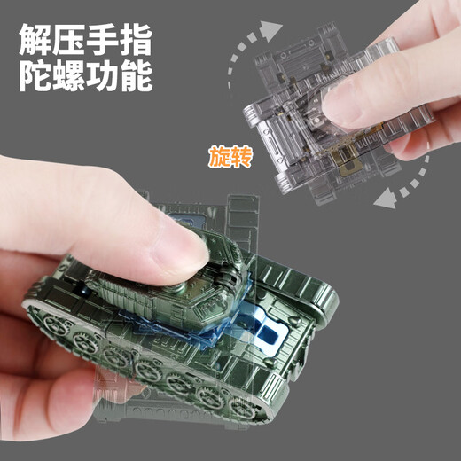 变形坦克机器人指尖陀螺旋转手指儿童玩具男女孩礼物 【金色】变形机器人坦克陀螺