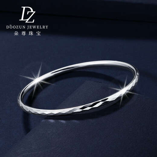 Duozun platinum bracelet for women pt950 platinum platinum bracelet for women, round sparkling rhombus mirror bracelet, Chinese Valentine's Day gift for girlfriend, inner diameter 52mm, weight 9-10g, thickness about 3mm
