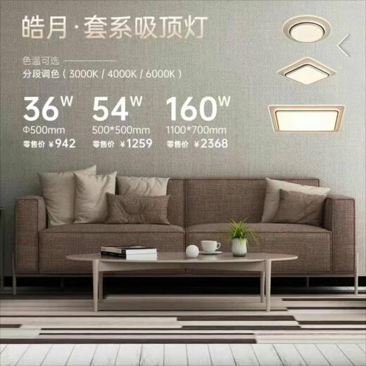 CLCEY雷士照明2025新款门店皓月WCX11969客厅卧室吸顶灯超亮现代简约 皓月1100*700mm-160W-白+黑