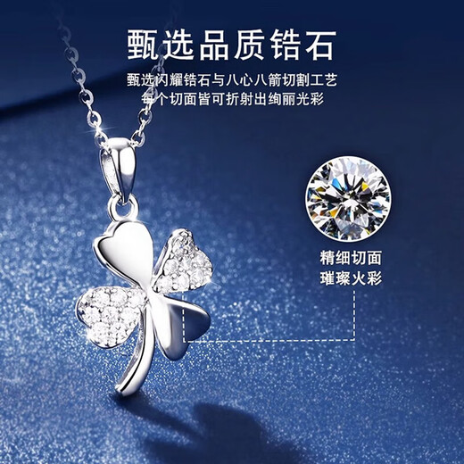 Dirholl platinum four-leaf clover necklace for women, fashionable clavicle chain, Valentine's Day birthday gift for girlfriend and wife, PT950 platinum necklace + four-leaf clover pendant, free engraving - ghostwriting greeting card - exclusive gift box