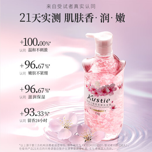 Kustie Sakura Petal Fragrance Shower Gel 720g Long-lasting Fragrance Gentle Cleansing and Moisturizing Shower Gel for Men and Women