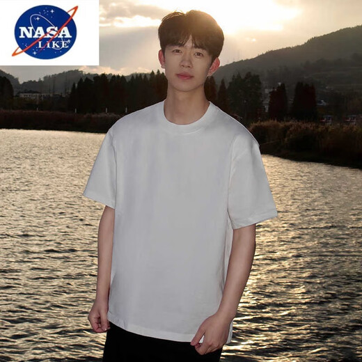 NASALIKE纯色短袖T恤男2024新款夏季宽松纯棉重磅五分袖男生百搭夏装上衣 1518黑色【高质量 夏日必备 经1 M