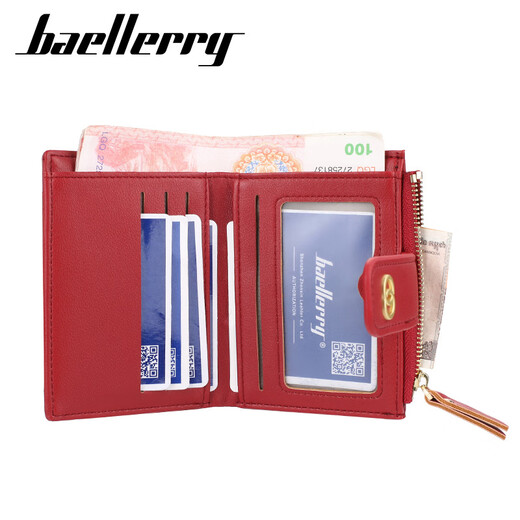 baellerry女士钱包短款barry韩版多卡位绣花零钱包时尚小卡包爆款 灰色