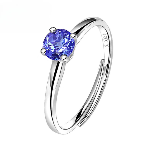 Hunter Ring Women's 18K Gold Tanzanite Colored Gemstone Accessories Simple Jewelry Ring for Girlfriend Birthday Gift