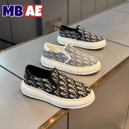 MBAE Brand Light Luxury Men's Shoes 2025 Summer Nuevo lienzo transpirable zapatos casuales transpirables para la marca de moda versátil de hombres zapatos de tela con una pierna negra - lienzo transpirable 42