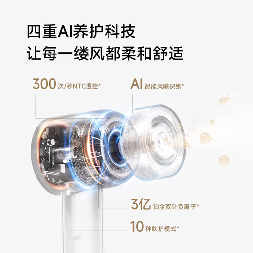 Chasing Shaoguang G30PRO high-speed hair care hair dryer essence atomization household high-power hair dryer negative ion high wind low noise gift Sky Gray AHD19