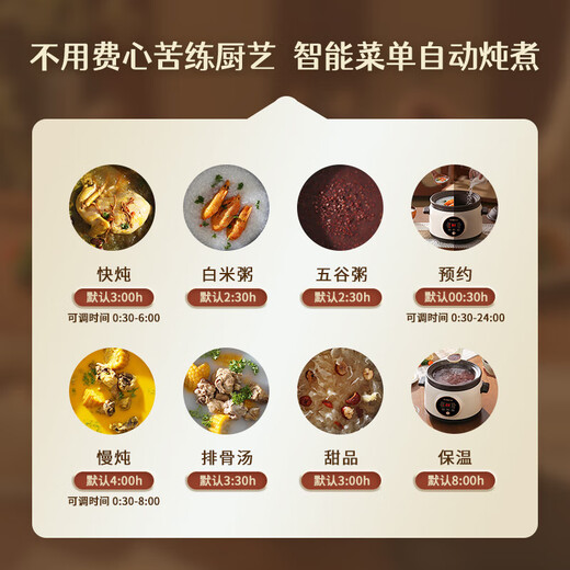 Electric stew pot steamer electric cooking pot stew pot casserole stew and steam all-in-one food supplement pot stew soup cup electric stew pot electric casserole soup pot stew water-proof porridge multi-function 6L purple sand reservation time 5-8 people