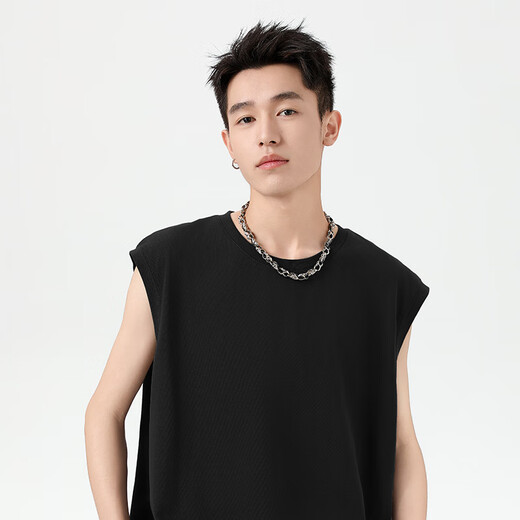 GENIOLAMODE Chaleco Hombre Verano Algodón Puro Transpirable Fondo Informal Versátil Camiseta Sin Mangas Estampada Ropa de Hombre Moda Blanco L