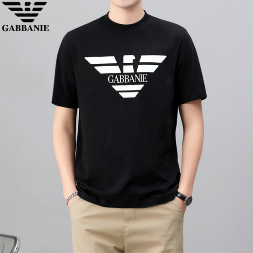 FALAMAONE高端纯棉短袖t恤男夏季新款潮流体恤上衣男士休闲商务半袖汗衫 1518黑色 M 建议100-125斤