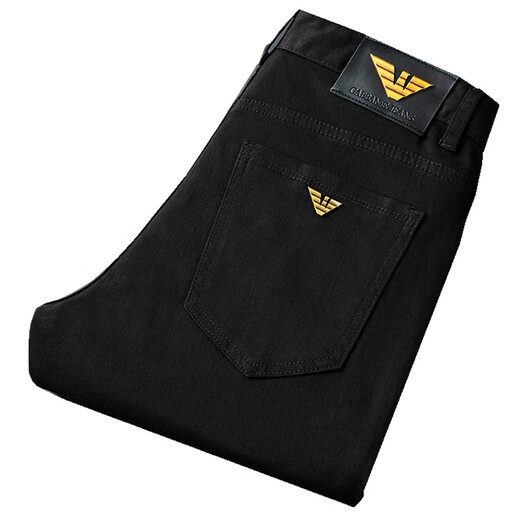 Falamone Armani Jeans de alta gama sin escaladeras Summer de verano delgadas delgadas delgadas altas de gama alta pantalones largos de alta gama K683 Negro [verano] delgado 32