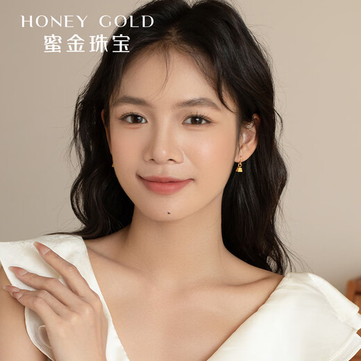 HONEYGOLD Honey Gold Jewelry Gold Earser Studs Foot Gold Ancient Handmade Gold Sound Ruyi Earrings HGJ1584 Working fee of 150 yuan/piece 3.03g