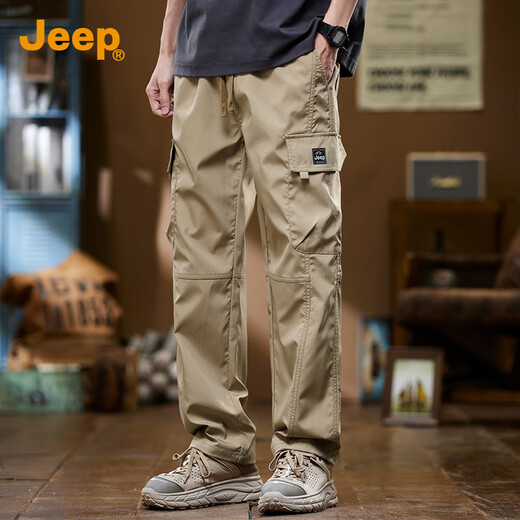 吉普（JEEP）【冰丝薄款】2025夏季新款男士休闲裤男阔腿宽松直筒工装裤子男裤