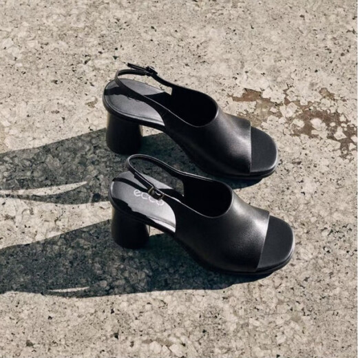 ECCO-Frauenschuhe Mode Sandalen 25 Frühlings- und Sommer Französische Dicke Fisch Fisch Mund High Heels Skulptur 233313 233313/01001 Schwarz-heel-Höhe 8,5 cm 36