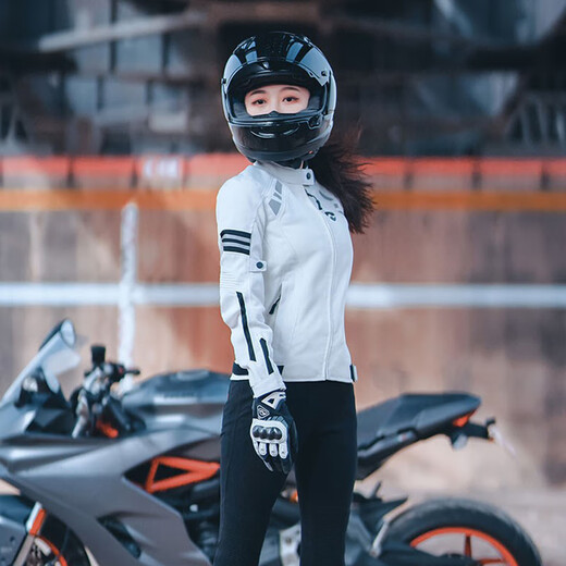MOTO BOY女款摩托车骑行服夏季透气轻薄机车服防摔修身赛车服夹克女四季 MB-J65白黑夏款 L