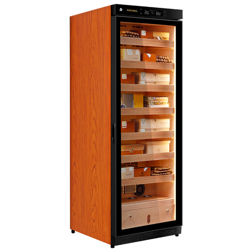 Meijing (raching) C380A solid wood constant temperature and humidity cigar cabinet with precise temperature control and humidity control, real air-cooled and frost-free household cigar cabinet, rosewood brown (Canadian cedar wood shelf) 380L